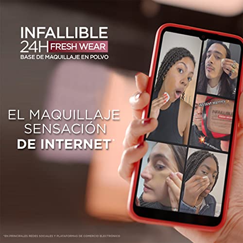 L´Oréal Paris, Base de maquillaje en polvo de larga duración, Infallible 24h Freshwear, Tono 250 Radiant Sand, 9gr